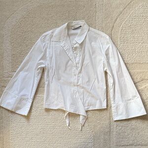 Zara White Button Down with Flared Sleeves